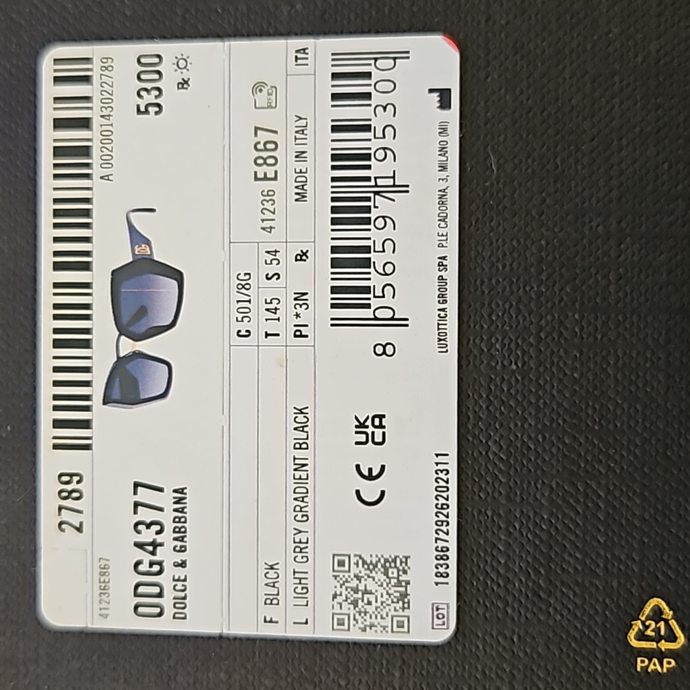 Dolce & Gabbana Black and Gold Sunglasses with Box, Case, Pouch,Care Booklet - Picture 11 of 13